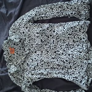 Tory Burch Black and White Floral Top